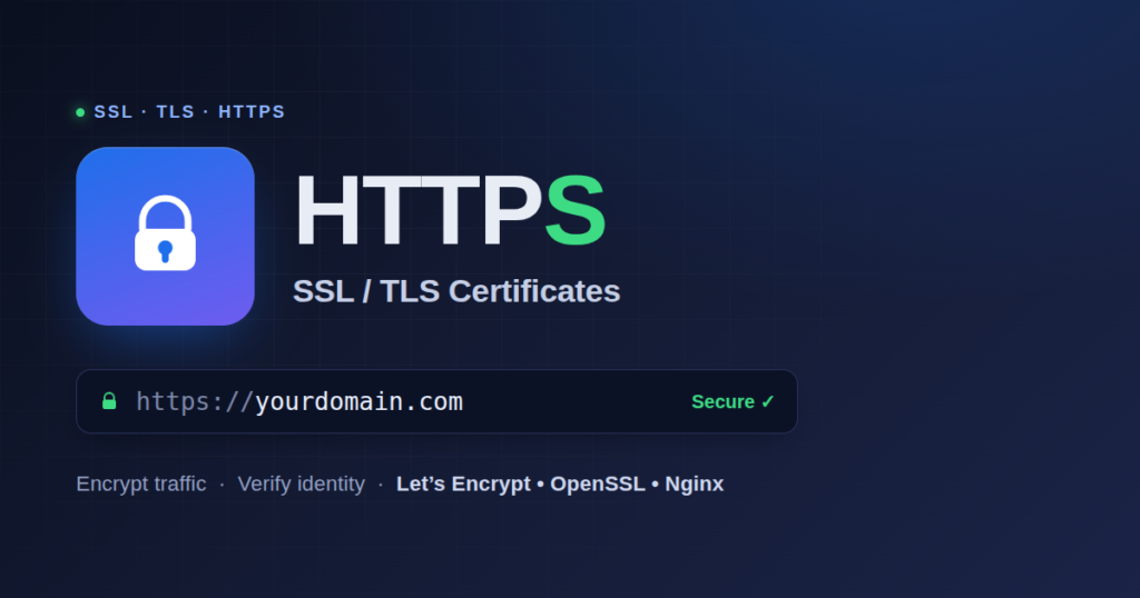 HTTPS padlock with an SSL/TLS secured browser address bar